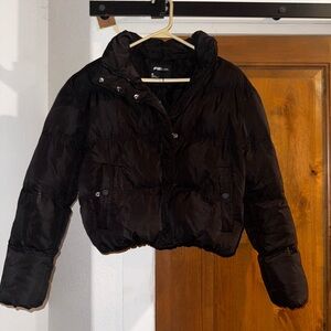 Black Cropped Puffer Jacket